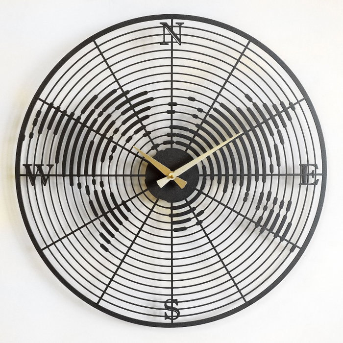 Wallity Reloj de Pared Metálico APS018, Elegante Decoración de Acero Negro 49x49 cm con Mecanismo Silencioso para Hogar y Oficina